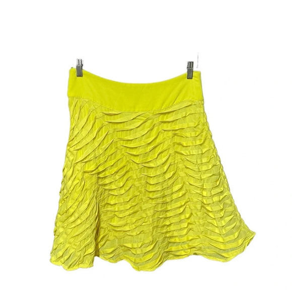 Reiss Yellow Textured‎ Swing Skirt with Ruffle Line Detailing Size 6 - Picture 5 of 7